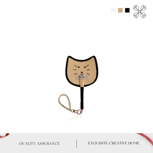 MOLA可爱猫咪手工老式蒲扇子