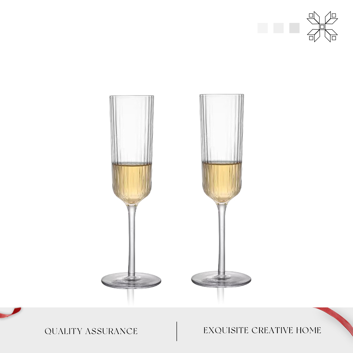 MOLA中古玻璃酒杯竖纹高脚杯子