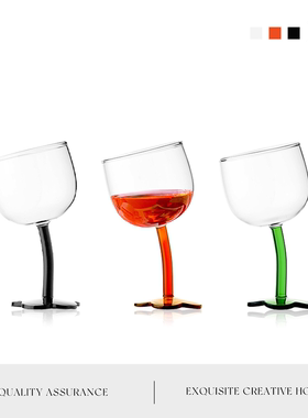 MOLALUNA.Askew.酒具ins创意歪头高颜值葡萄酒高脚杯红酒杯 |歪花