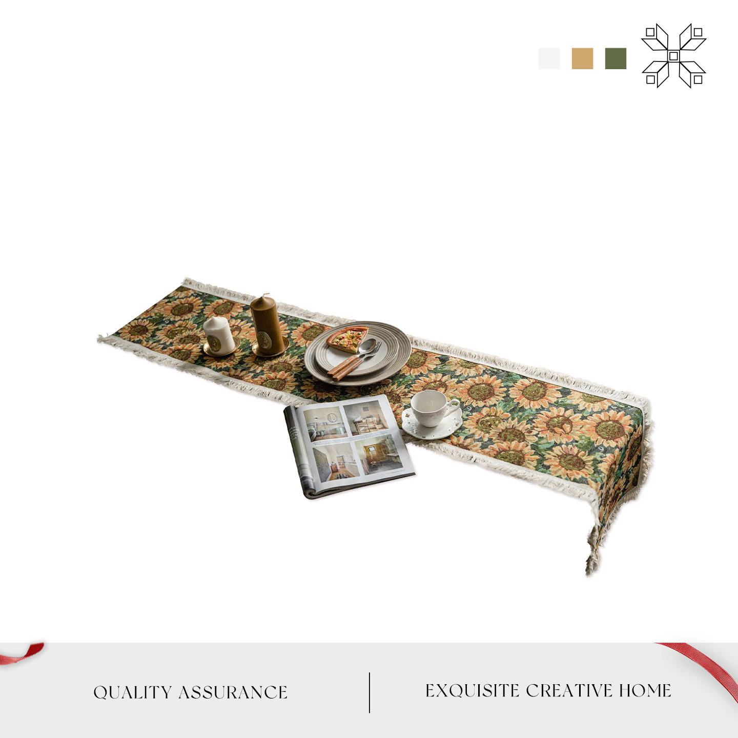 MOLA美式田园风棉流苏桌旗