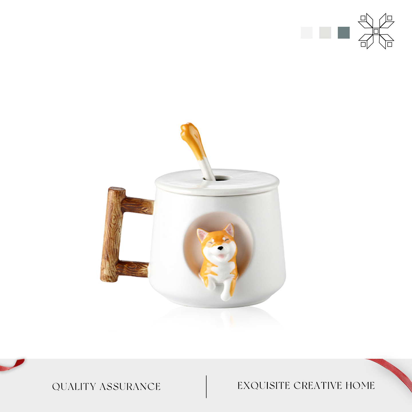 MOLA陶瓷创意个性可爱带盖马克杯