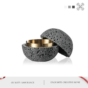 MOLA.Rock.烟灰缸家用北欧带盖个性 岩球 潮流客厅不锈钢时尚