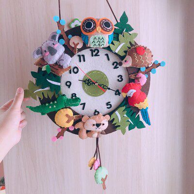 免裁剪卡通时钟不织布diy材料本幼儿园儿童手工制作材料包亲子.