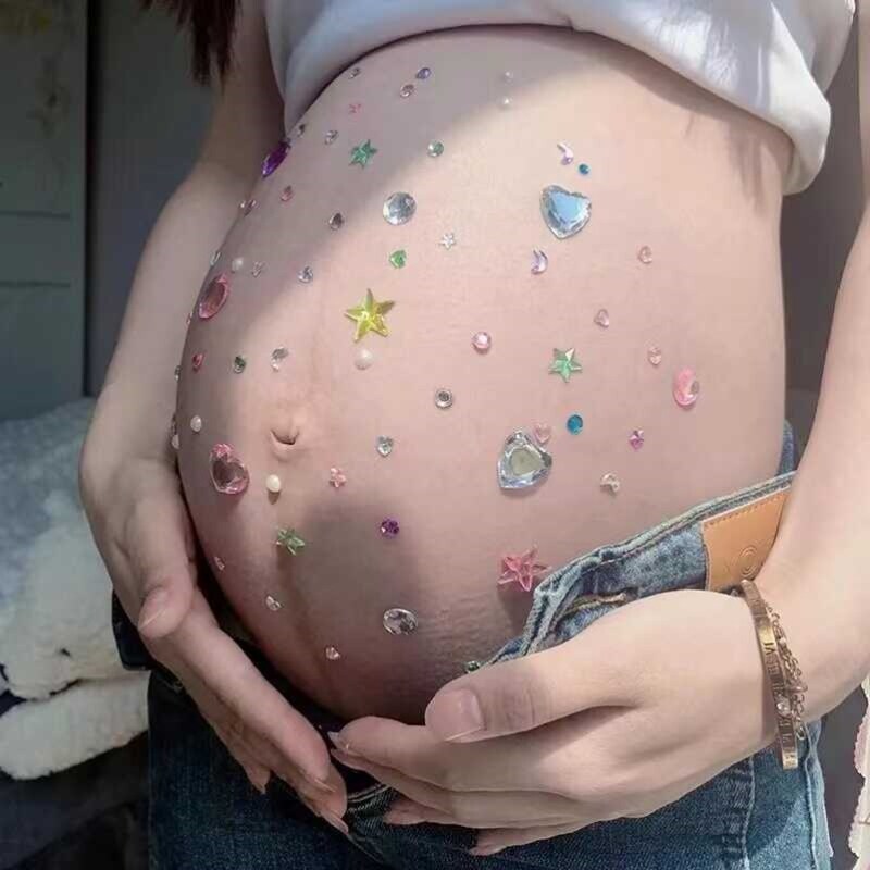 孕妇照肚皮贴纸居家拍照水钻贴可爱装饰情侣影楼拍摄孕妇照道具