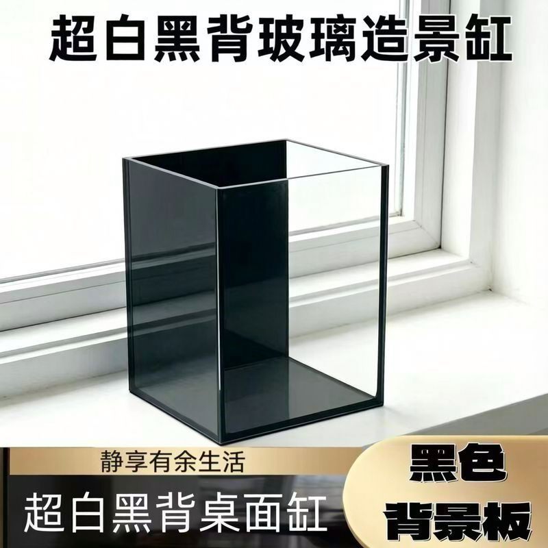迷你超白黑背水景缸 高清透光 小型桌面生态造景鱼缸超白玻璃鱼缸
