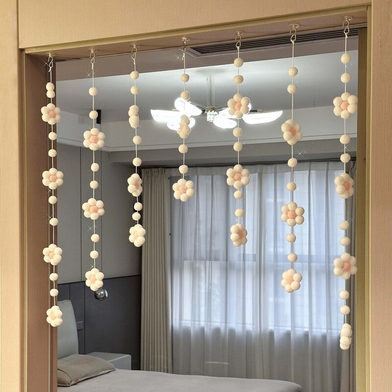 太阳花马卡龙色系线帘少女门帘家居门上装饰挂帘可爱花朵挂件