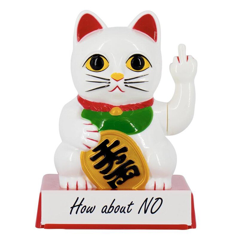 新品竖中指招财猫摆件幸运猫自动招手小号店铺开业礼品收银台装饰