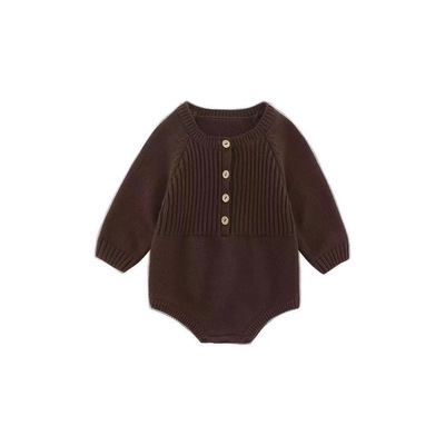 北欧宝宝针织毛衣春秋连体衣婴儿爬爬服三角哈衣新生儿包屁衣