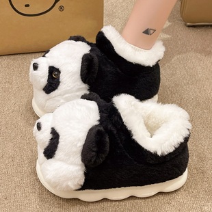 室内居家加厚毛绒保暖学生宿舍防滑可爱棉拖鞋 厚底包跟棉鞋 女冬季