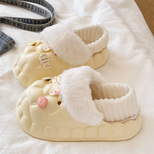 包跟棉鞋女款冬季居家外穿可爱猫鱼加绒保暖防滑可拆卸防水棉拖鞋