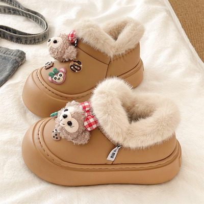 可爱小熊厚底防水包跟棉鞋
