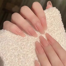 手工裸色穿戴甲中长款冰透嬛嬛同款美甲高质量2025新款轻奢高级感