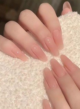 手工裸色穿戴甲中长款冰透嬛嬛同款美甲高质量2025新款轻奢高级感