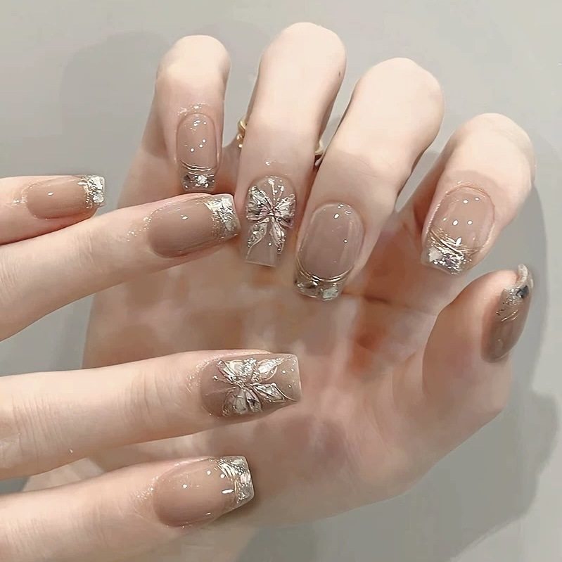 纯手工穿戴甲【金语蝶】裸色蝴蝶指甲贴片温柔显白仙女短款贴片甲,彩妆/香水/美妆工具,穿戴甲/甲片,淘宝优惠券,粉丝福利购,淘宝优惠卷