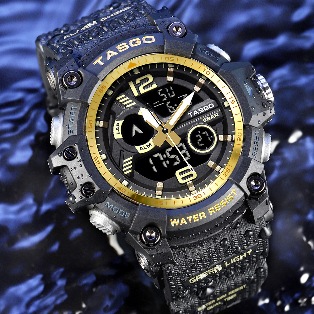 tasgo/特斯高电子手表男士学生运动潮流多功能防水简约石英机械表