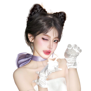 猫耳假发包丸子头假发女盘发增发量蓬松牛角包抓夹式新升级丸子头