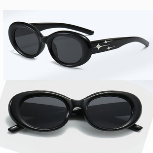 欧美潮流偏光太阳镜女士时尚MG椭圆小框防紫外线墨镜网线百搭眼镜