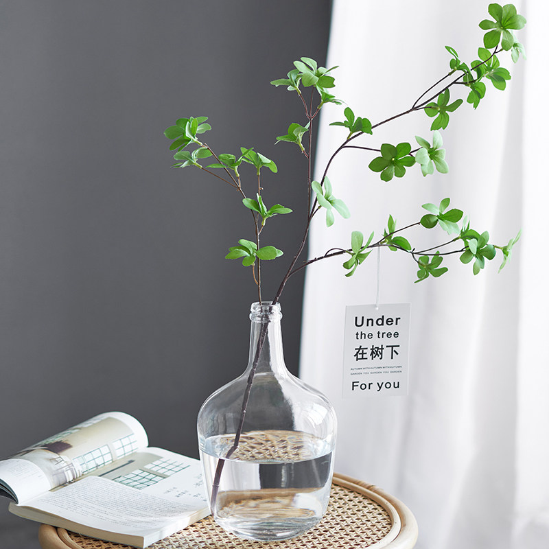 简约现代创意玻璃花瓶透明水培马碎木单支插花器客厅卧室装饰摆件