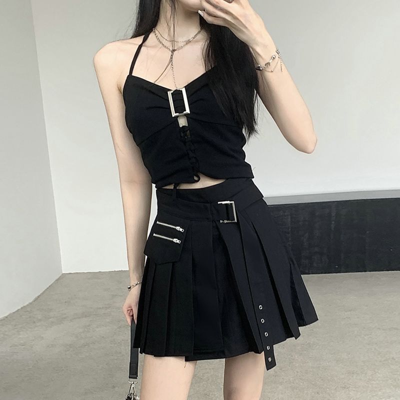 夏季辣妹穿搭酷飒御姐风套装裙小个子甜辣炸街女装连衣裙子高级感