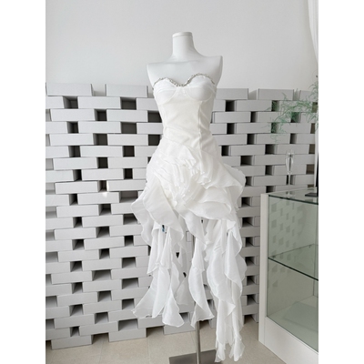 欧美春新品2026白富美复古迷人丝绒海带飘带钻饰抹胸礼服晚会