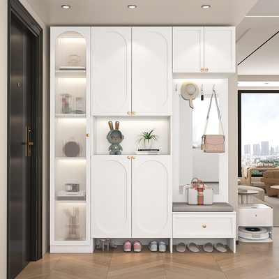 法式奶油风玄关鞋柜一体衣帽柜