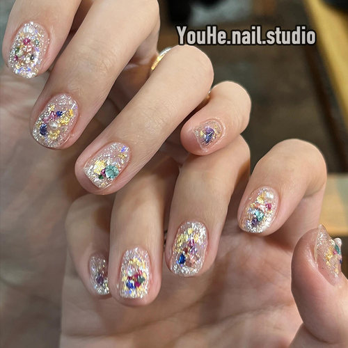 鎏金穿戴甲短款高级感轻奢豆豆款穿戴美甲2025新年款纯手工短戴甲