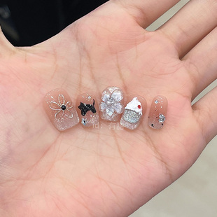 短甲 法式 猫眼穿戴甲短款 纯手工雕花穿戴款 美甲春夏高质量轻奢爆款