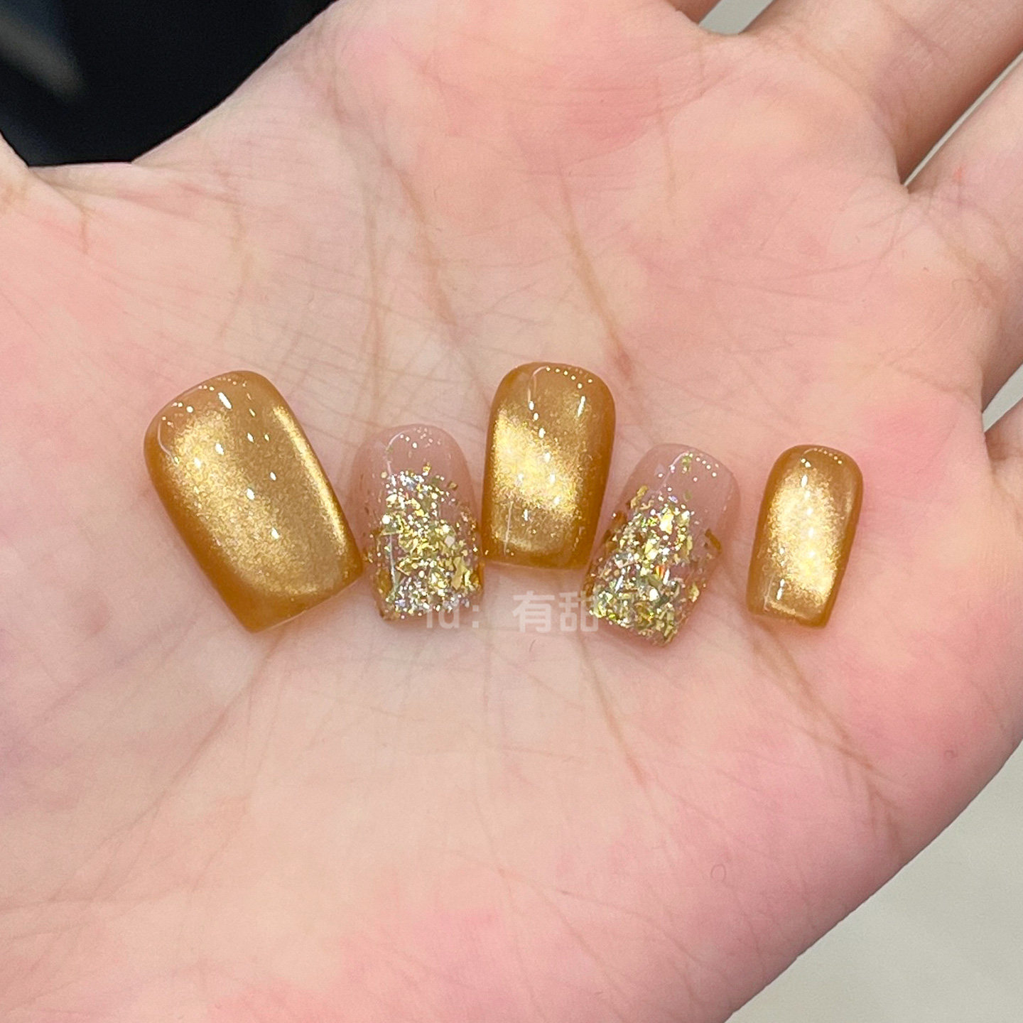 金色猫眼穿戴甲短款精致手工穿戴美甲2025新款高级感爆款指甲贴片,彩妆/香水/美妆工具,穿戴甲/甲片,淘宝优惠券,粉丝福利购,淘宝优惠卷