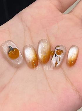 网红穿戴甲短款高级感显白纯手工指甲贴片2025新款爆款穿戴款美甲