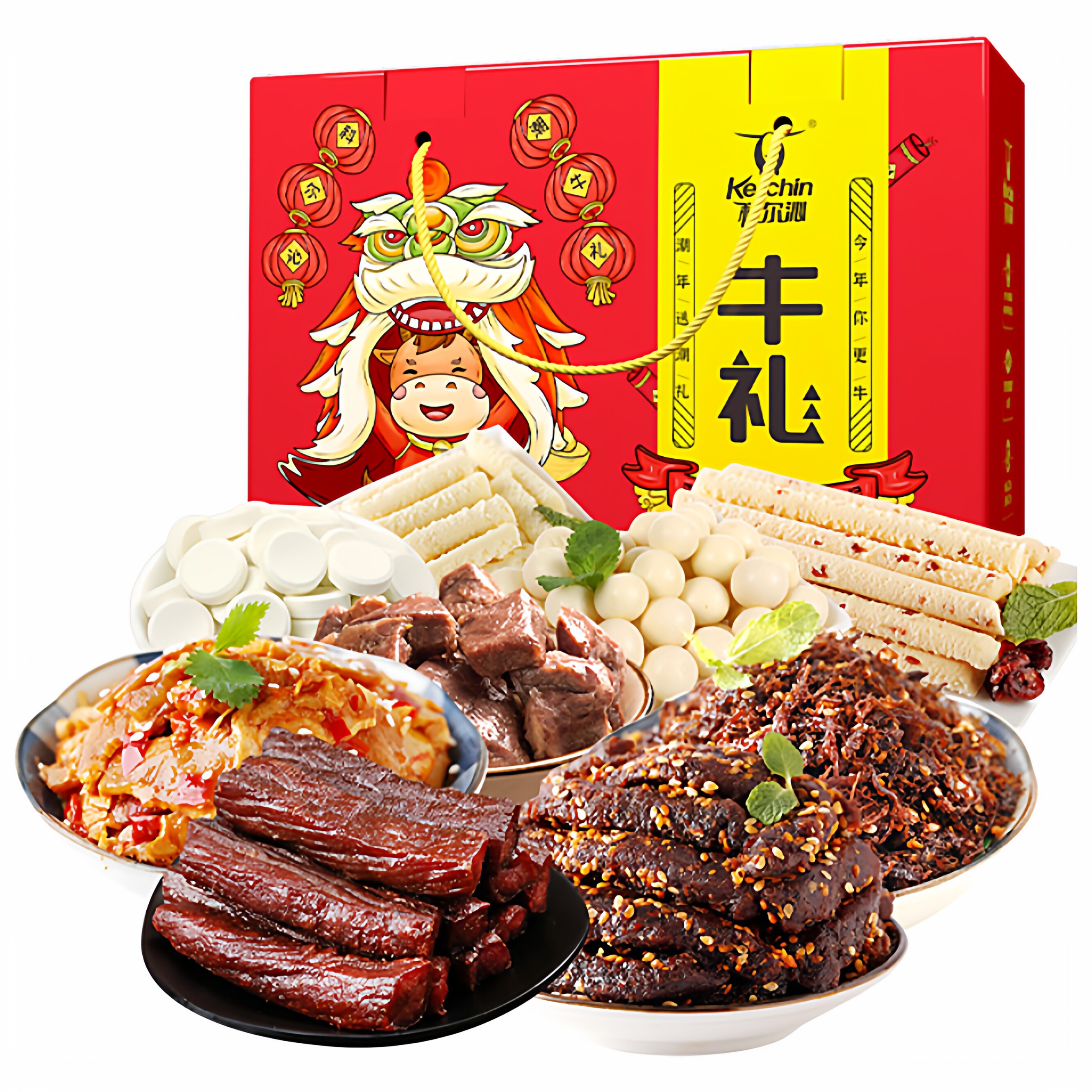 内蒙科尔沁潮牛部落礼盒内蒙特产牛肉干零食奶酪端午中秋年货礼盒