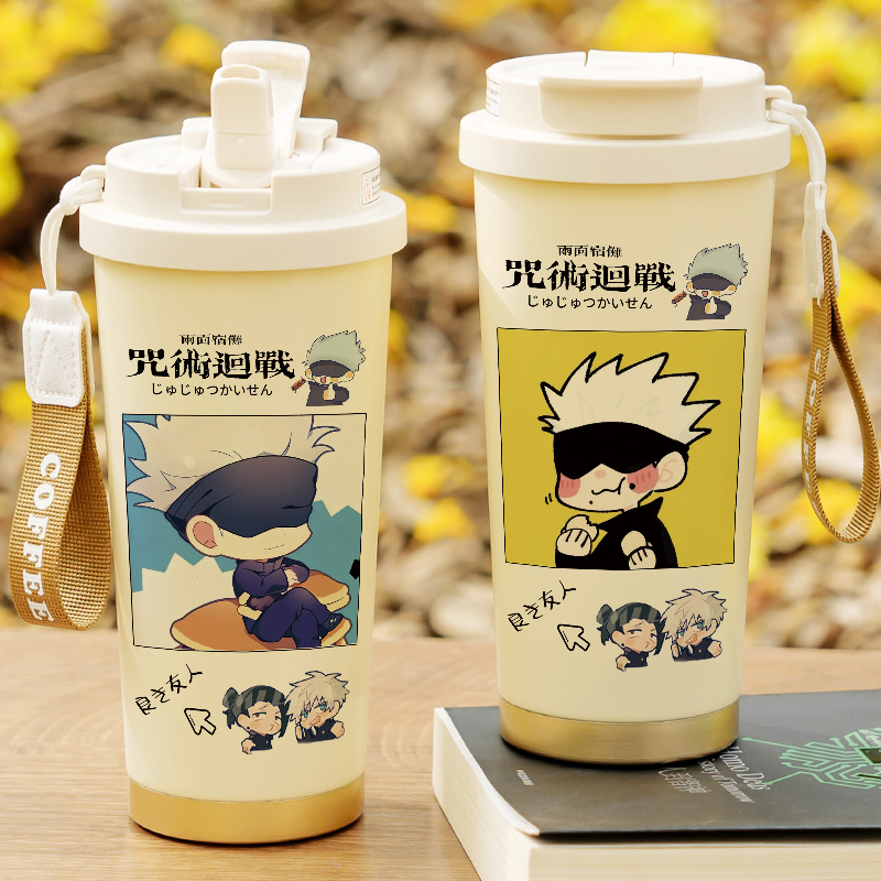 咒术回战咖啡杯双饮保温杯女生五条悟夏油杰虎杖水杯子二次元学生