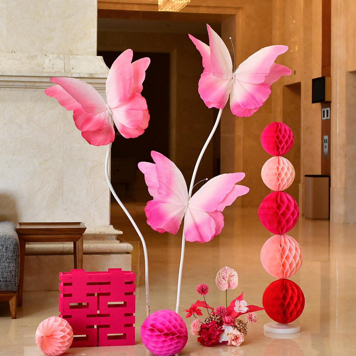 仿真皱纹立体蝴蝶美陈橱窗装饰道具婚房布置摄影背景墙装饰