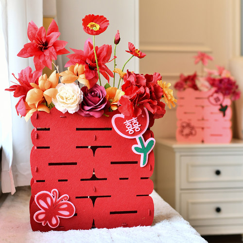 结婚立体喜字摆件婚房布置套装男方女方新房卧室客厅欢喜装饰婚礼