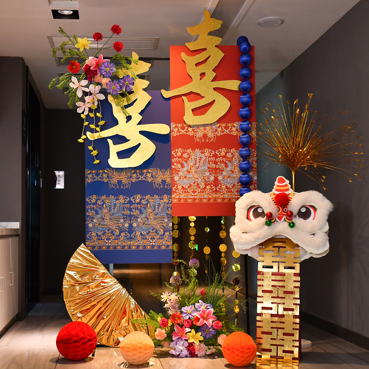 婚房布置套装结婚装饰酒店卧室红蓝喜庆铁艺装饰婚礼背景墙氛围感,节庆用品/礼品,婚房装扮用品,淘宝优惠券,粉丝福利购,淘宝优惠卷