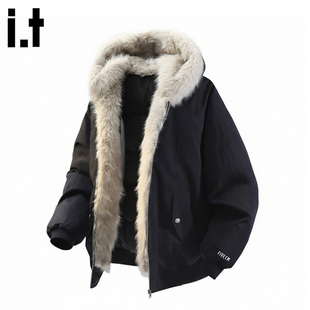 it FIVE CM座山雕羽绒服男款冬季高级感潮牌加厚保暖毛领抗寒外套