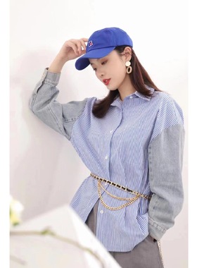 歌L思    22年全标大货  蓝色真两件套 牛仔外套 EWW331T01100