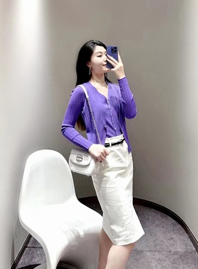 歌L思  23年全标大货   紫罗兰色假两件针织衫 EWF341M029000