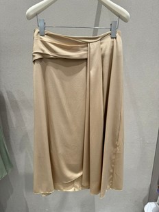 歌家女装 EWV333Q00100 22年全标大货 卡其色100%桑蚕丝半身裙