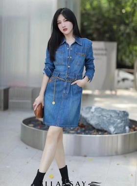 歌L思   22年全标大货   蓝色牛仔连衣裙 EWW333Y09700
