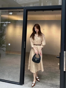 歌力思  23年全标大货   咖色衬衫式连衣裙  EWW342Y00400