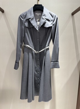 歌L思  21年全标大货  灰色长袖羊毛连衣裙 EWF323Y05400