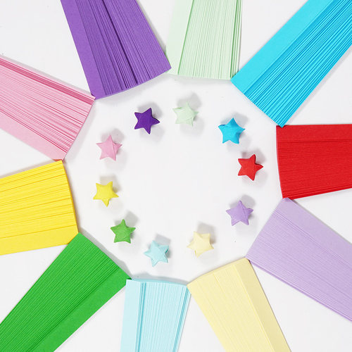 星星折纸渐变色单色彩色纸条