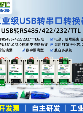 智嵌物联USB转RS485转换器usb转232/422/TTL串口光电隔离模块进口FTDI芯片工业级