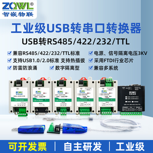 智嵌物联USB转RS485转换器usb转232/422/TTL串口光电隔离模块进口FTDI芯片工业级