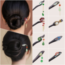 黑檀木古风发簪新中式 流苏步摇可双面盘发汉服簪子头饰旗袍挽发女