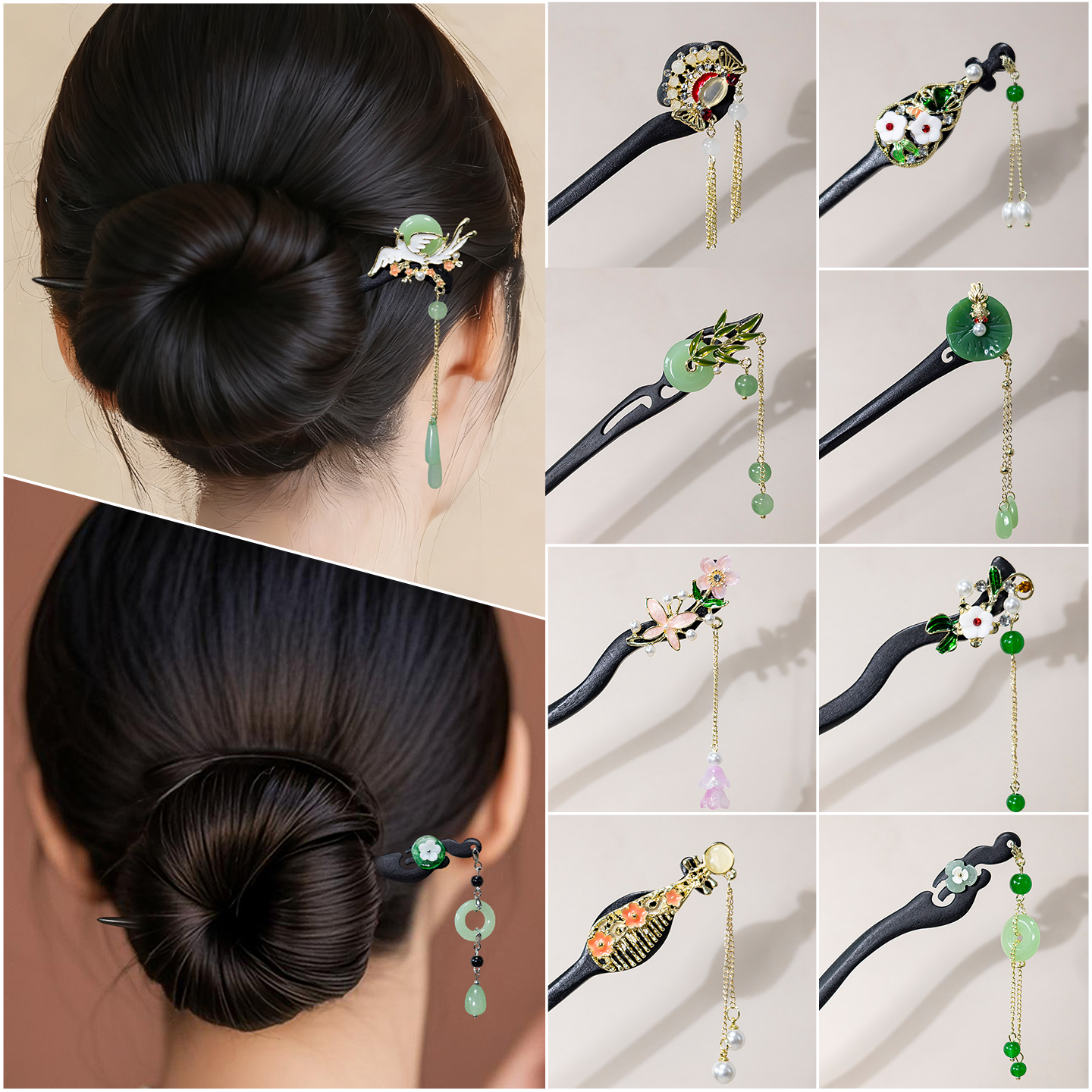 古风发簪仿黑檀木簪盘头发汉服配饰新中式旗袍头饰发钗饰品礼物女