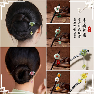 古风流苏发簪步摇仿黑檀木簪盘头汉服配饰古装发钗挽发饰品礼物女