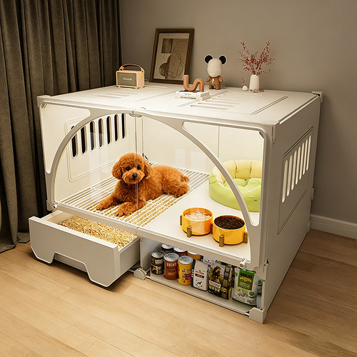 宠物小狗笼子小型犬带厕所分离狗窝豪华别墅一室一厅一卫厕所一体