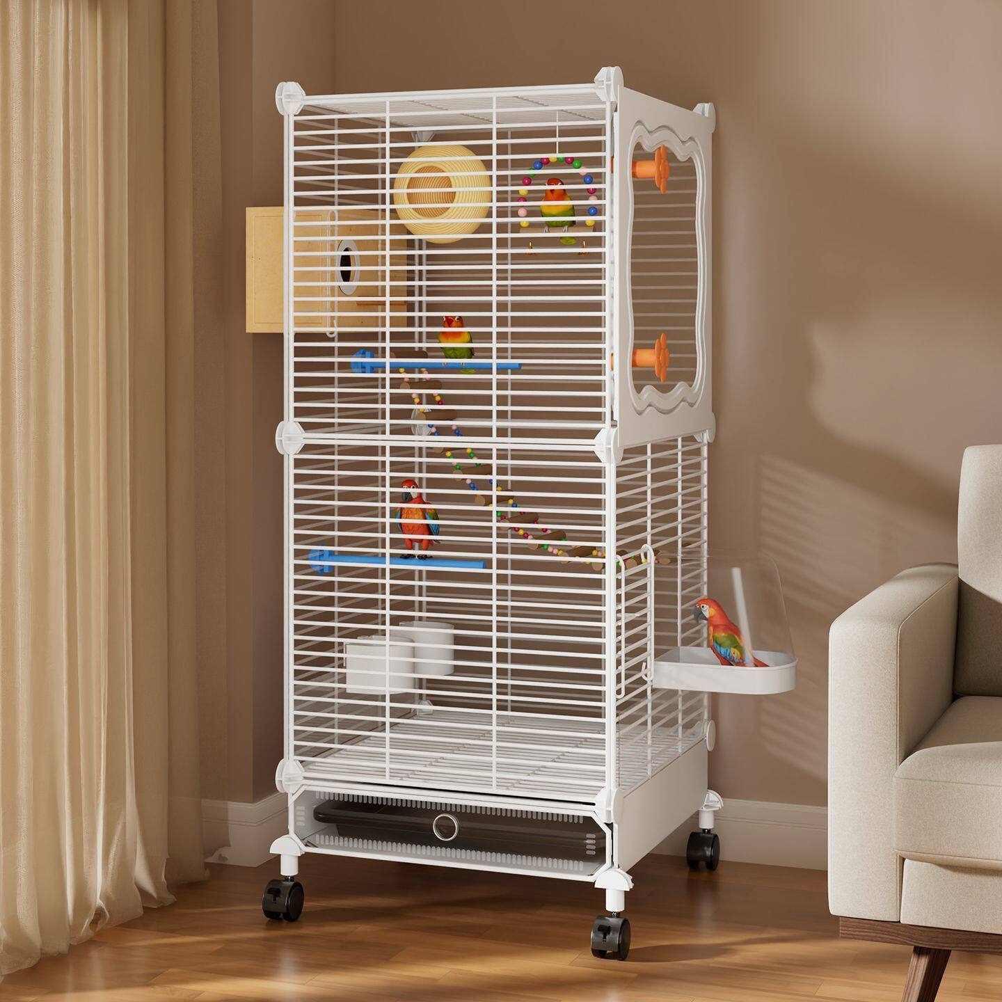 鸟笼子大号鹦鹉豪华别墅家用虎皮玄凤新型防溅牡丹小太阳专用鸟笼