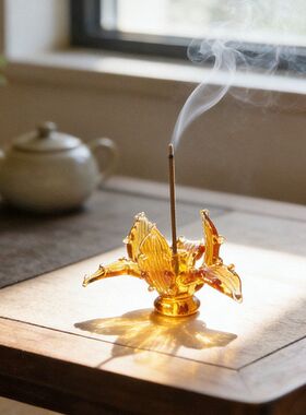 琉璃摆件香插创意玻璃鸢尾花线香底座莲花香座高级感禅意礼物